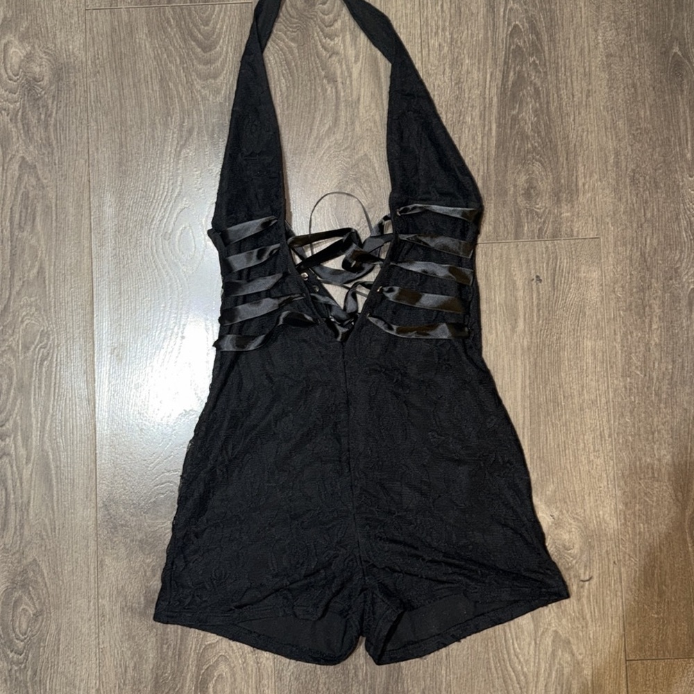 Shein black INAWLY Women Sexy Halter V-Neck Bodycon Jumpsuit size medium